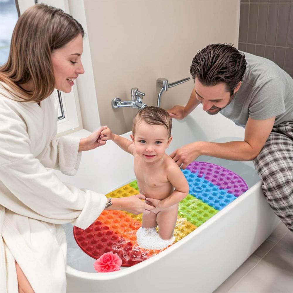 Silicone Bubble Bath Mat Baby Infant Bath Mat Bathtub Bathroom Non-slip Mat Soft Bathroom Rug Shower Mat