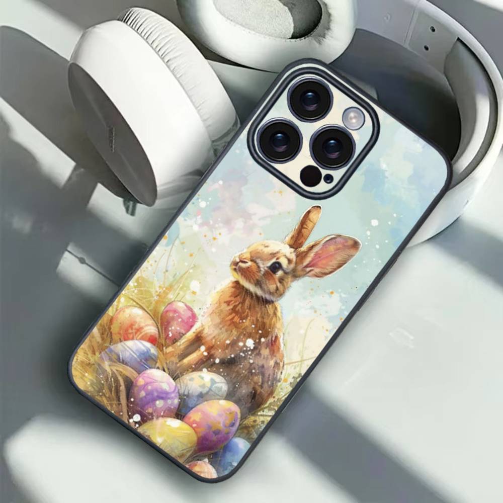 1PC Easter Bunny Eggs Phone Case For iPhone 16 15 14 13 12 17 PRO MAX PLUS Mini TPU Soft To Skin-friendly Case