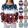 Women's Fashionable Casual Christmas Print V-Neck Long-Sleeved Button-Down Blouse