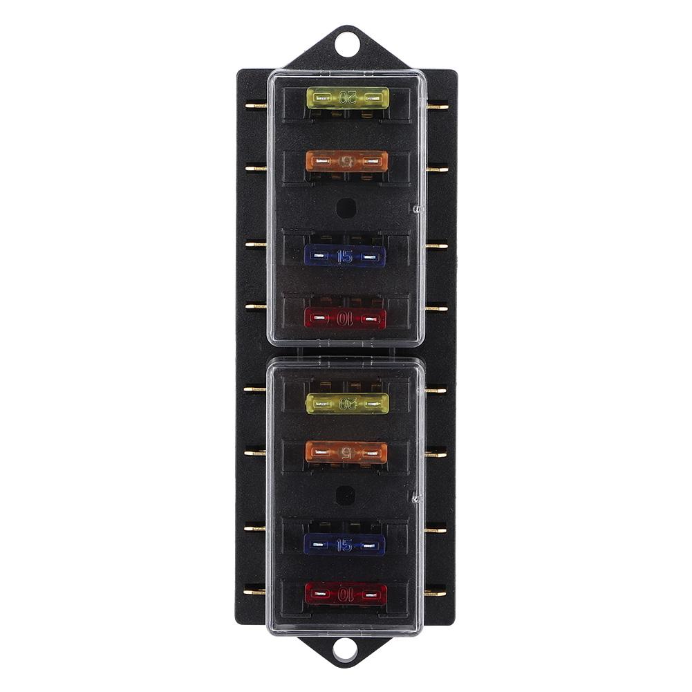 8 Way Car Long Blade Fuse Holder Box DC 12V 15A with 8pcs Fuse Universal Vehicle Accessory