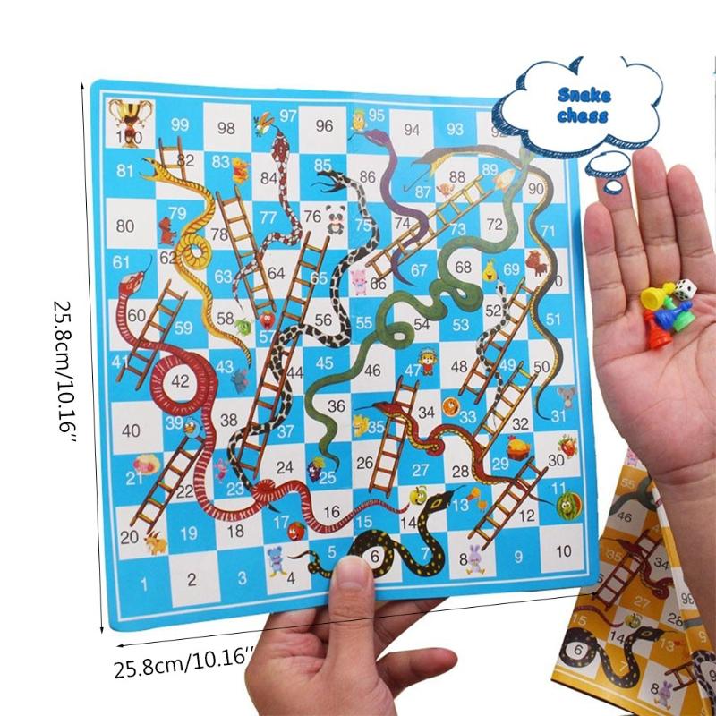 5 Set Snake Ladder Board Game Flight Chess Portable Board Game Family Fun Toys for All Ages-in Storage Easy to Play