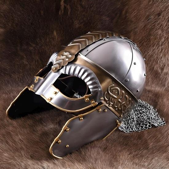Viking Gjermundbu Helmet  Norse Warrior Armor  Medieval Combat LARP Gear  Handmade Steel And Brass Helmet for Collectors Reenactment