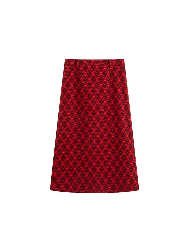 Plus Size Women's Retro Plaid Winter Half Skirt 2025 - Elegant Straight Skirt (NQ1369)