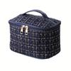 [Stylish Makeup Bag] Large Plaid Makeup Bag | Multi-Functional Travel Organizer with Rayon Lining, Polyester Material,Perfect Gift for Girlfriend,Wife