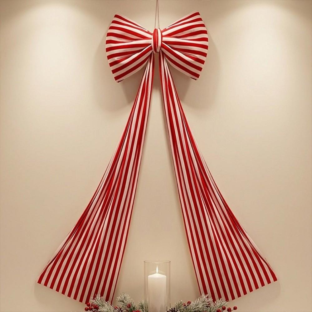 Elegant Christmas Tree Topper Bow Stripe Christmas Wreaths Bow Store Window