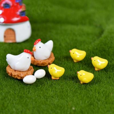 Lovely Cute Tiny Resin Mini Hen Chick Egg Henroost Decoration Ornament Figurine Miniature