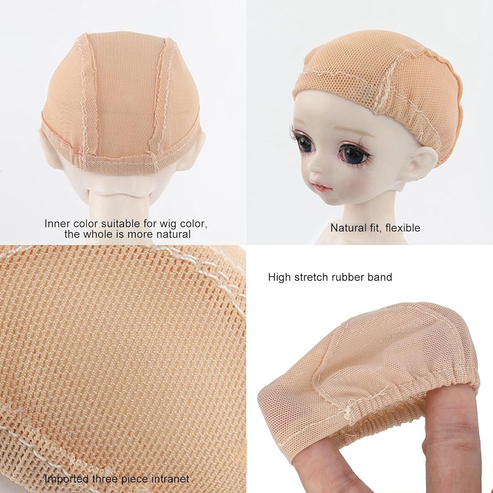 Dollwig BJD Wig Cap Set of 2 for 1/6 Scale Dolls 15.5-17.5cm Head Size Costume Accessories