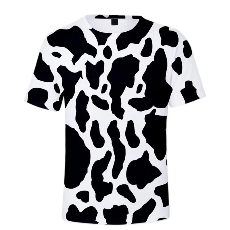 Camiseta de Talla Grande con Estampado de Vaca para Hombre Camisetas Coloridas de Dibujos Animados Impresas en 3D Casual Calle Tops Sueltos Camisetas de Manga Corta con Cuello Redondo