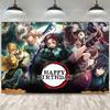 221. Demon Slayer Theme Birthday Party Backdrop 5x3ft Happy Birthday Banner Decor