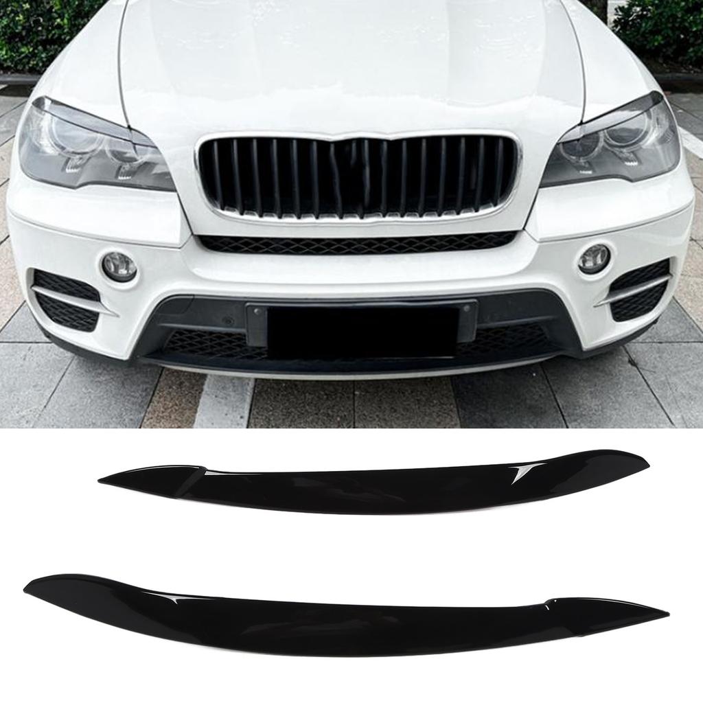 1 Pair Hdlight Eyebrow Left Right Fade Proof Front Hdlight Eyelid Trim for X5 E70 2008 to 2013