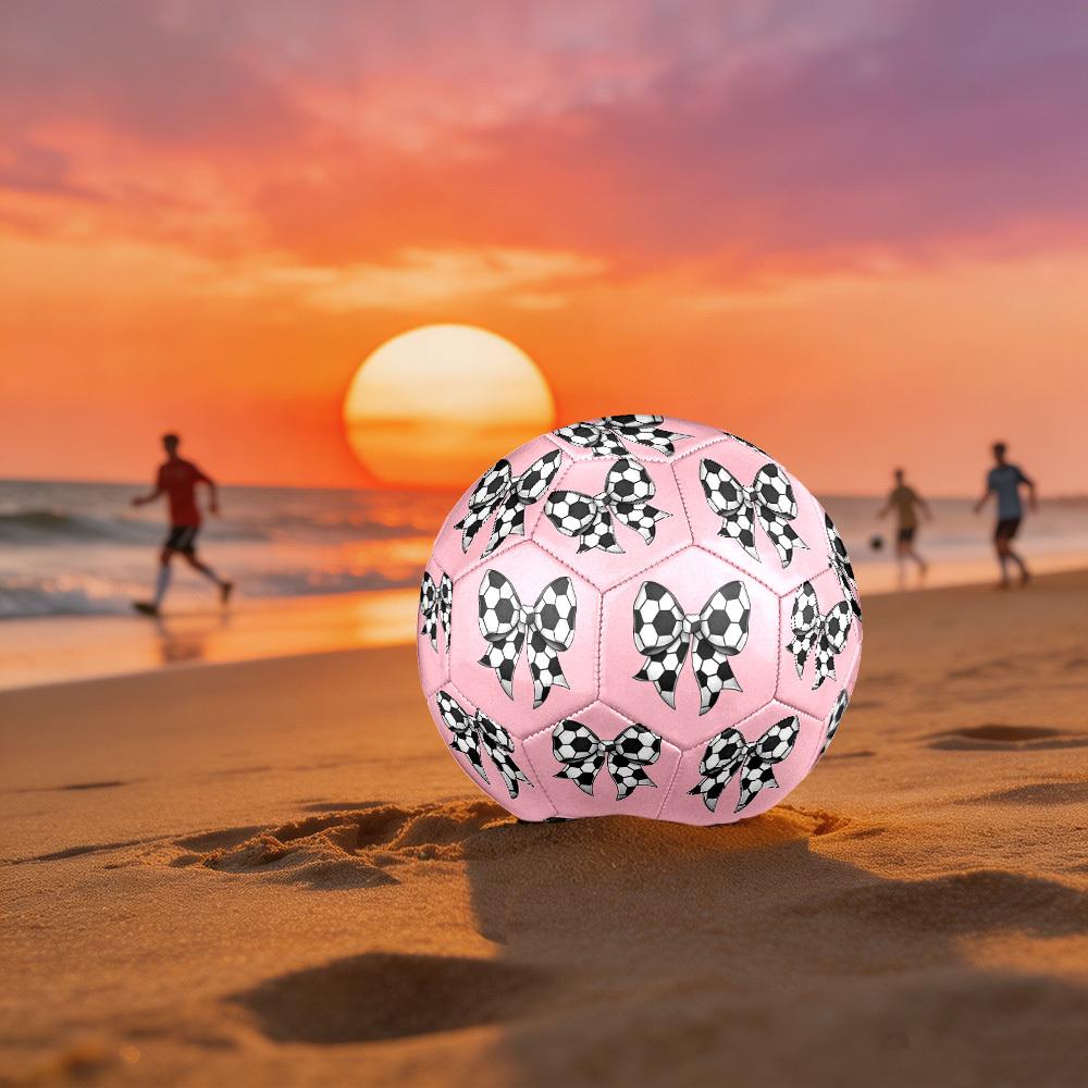 1pc Soccer Ball Bow Theme Soccer Ball Football, Size 5, Lightweight PVC, Outdoor Training Soccer Ball,Gift j614100 Size 5
