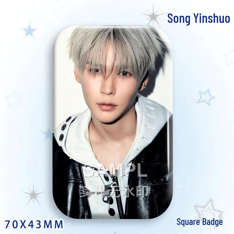 Stone Song Bajiji Laser Square Badge: Star Idol Brooch Pendant