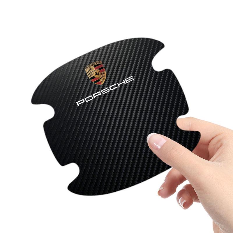 4PCS Car Door Handle Protection Sticker Emblem Car Decoration Styling For Porsche Boxster Cayenne Panamera Macan Cayman 911 918 996 917 991