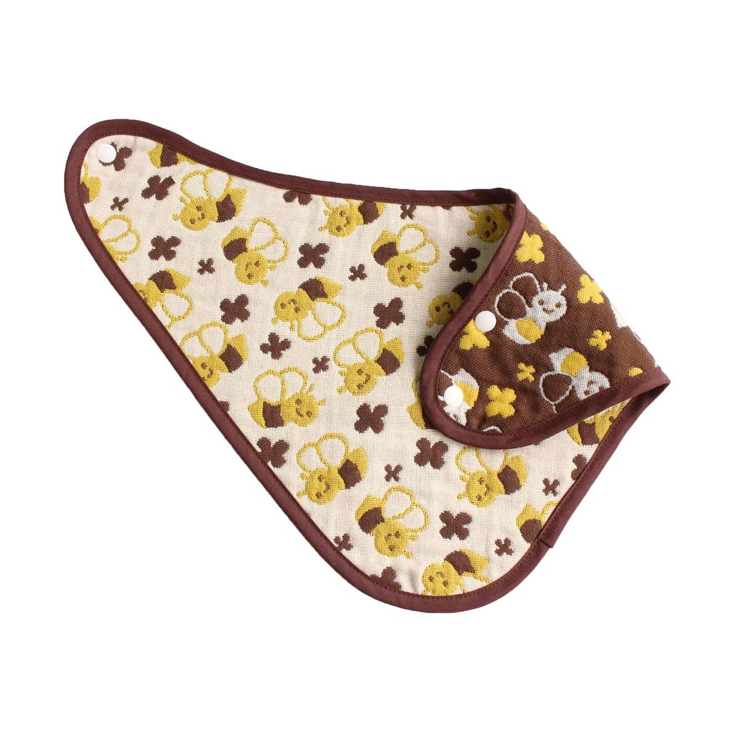 Hiorie Bandana Baby Made In Honeybee Design Bib, 5-Layer Gauze, Bib, Japan,