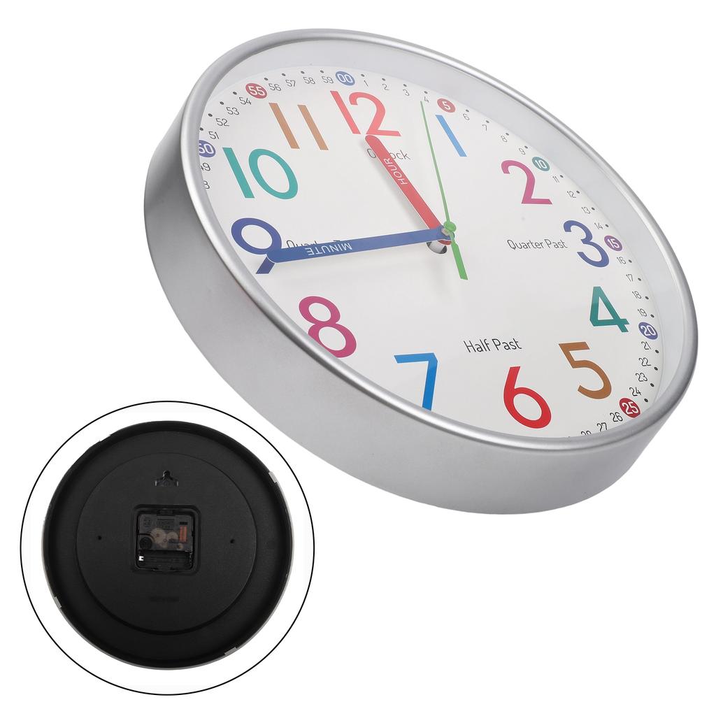 10 Inches Clock Children's Wall Clock Silent Learning Wall Clock 12 Inches Clock