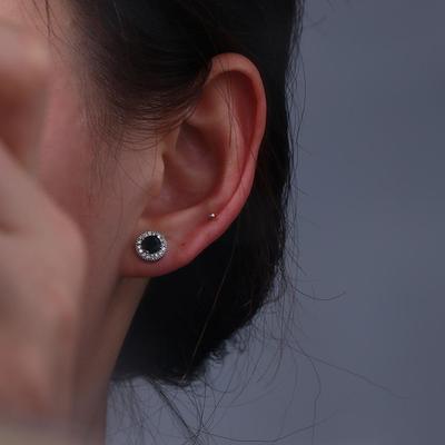 Simple Luxury Mini Vintage Cool Crystal Round Men Earrings Retro Korean Style Ear Stud Man Earrings