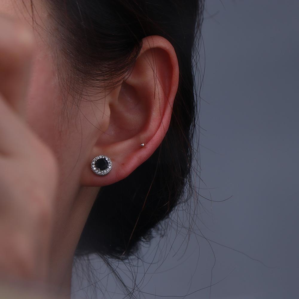 Simple Luxury Mini Vintage Cool Crystal Round Men Earrings Retro Korean Style Ear Stud Man Earrings
