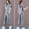 2 pezzi/set pantaloni con cappuccio da donna set casual elastico in vita tinta unita coulisse con cappuccio sport tasche larghe plus size pantaloni superiori tuta indumento femminile