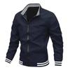 Autumn Winter Men Clothes Stand Collar Jacket Coat Stripe Stitching Casual Fashion Sport Coat
