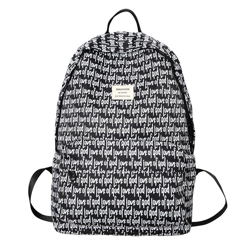 Print Backpack Large Capacity Student Schoolbag Men Letter Backpack