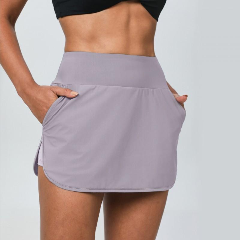 High-Waisted Quick-Dry Tennis Skirt Women Running Yoga Fitness Sporty Short With Built-in Shorts