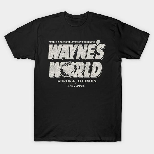 Men Black Print T-shirt Wayne S World Worn No-Cut Transfer Paper Print Cotton Tshirt 3XL чёрный