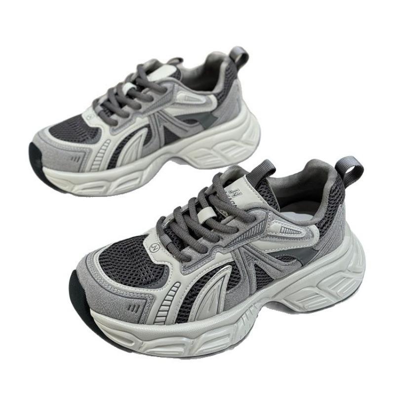 Net Shoes Are Light and Heightened Casual Sports Shoes for Women's New Spring and Autumn Silver Platform Dad Shoes for Women