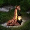Garden Giraffe Statue with Solar Lantern Light Friend Gift Lawn Ornament for Outside Courtyard Pathway Backyard Farmhouse