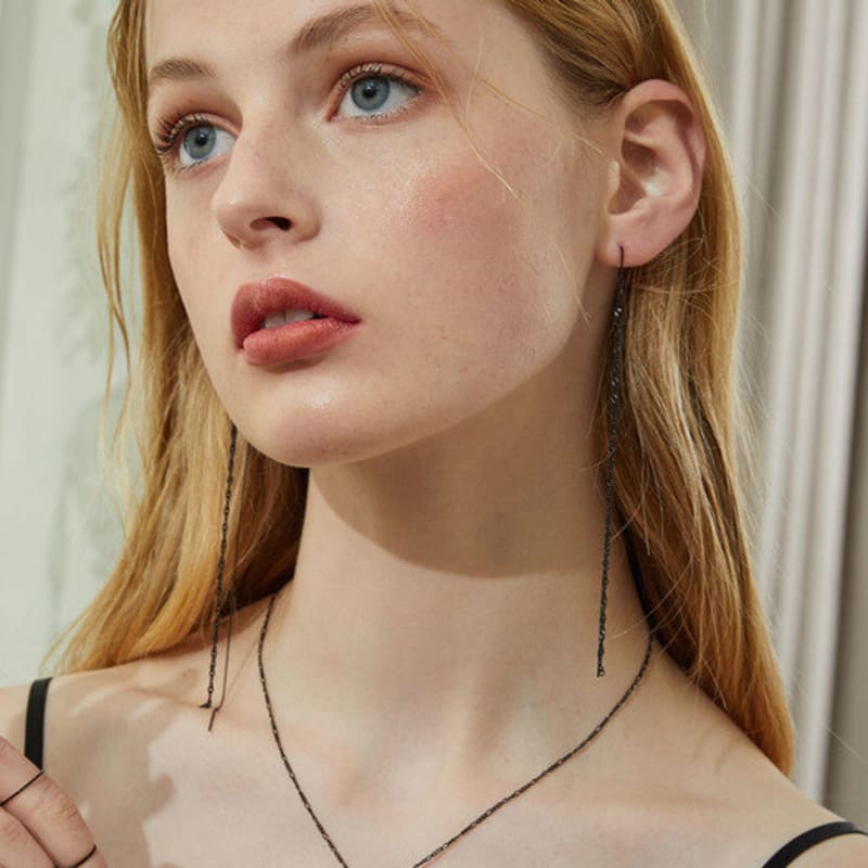 Of Lavishe 925 Silver Vintage Lace Pendant Black Chain Necklace