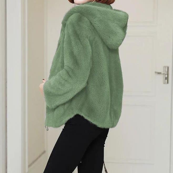 Women's Plush Velvet Hooded Cardigan: Stylish, Loose-Fit Sweater for Autumn/Winter