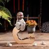 Zen Novice Monk Zisha Ceramic Figurine - Creative Home Tea Pet Ornament