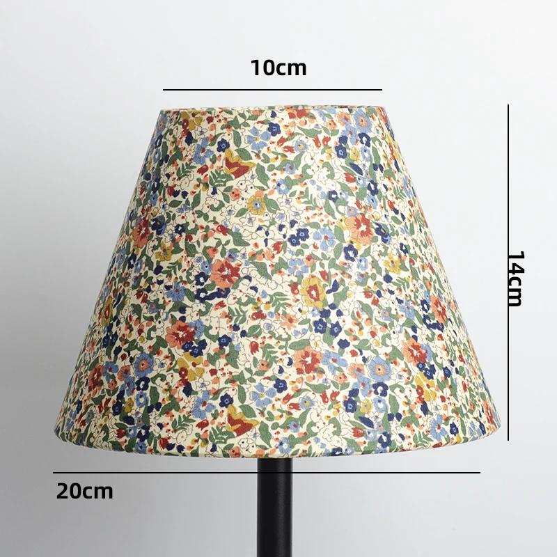 Retro Linen Fabric Floral Pattern Lampshades Pastoral Style Pleated Table Lampshade Bedroom Hotel Bedside Floor Lamp Cover