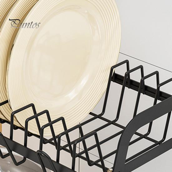 Storage Rack Two-Tier Dish Drying Rack Large Capacity Easy To Install Rust-Resistant Kitchen Countertop Utensil Dish Rack with Drain