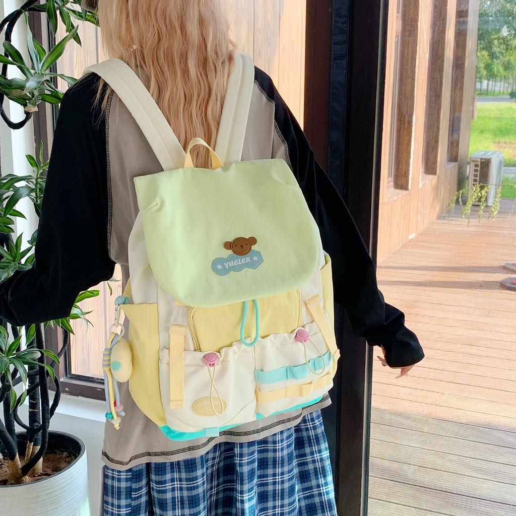 Dopamine contrasting color high-value backpack large-capacity junior high school student schoolbag women's outdoor travel mountaineering bag