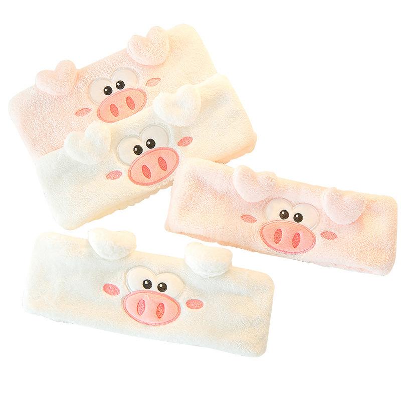 New Cartoon Animal, Little Pig, Coral Velvet Hair Band, Face Wash Headwear, Hair Band, Women's Mask, Cute Hair Band