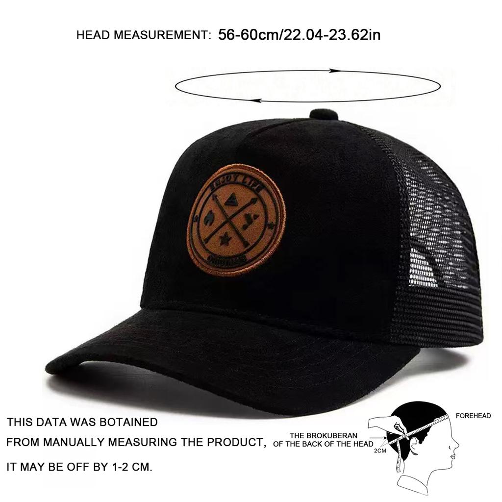 Men Vintage Patch Emblem Baseball Cap Mesh Hat Outdoor Adjustable Sunscreen Leisure Hat Spring Autumn Travel Tourism Beach Vacation