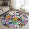 Stained Glass Round Rug Giraffe Animal Print Carpet Non Slip Floor Mat For Living Room Bedroom Home
