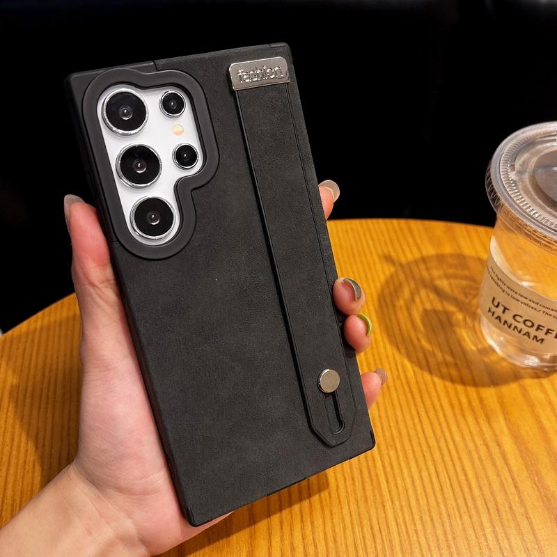 

Роскошный кожаный магнитный чехол для телефона Samsung S25 Ultra S24 Plus S23 S22 Ultra матовый ударопрочный беспроводной зарядный мягкий тонкий бампер Samsung S25 Ultra чёрный