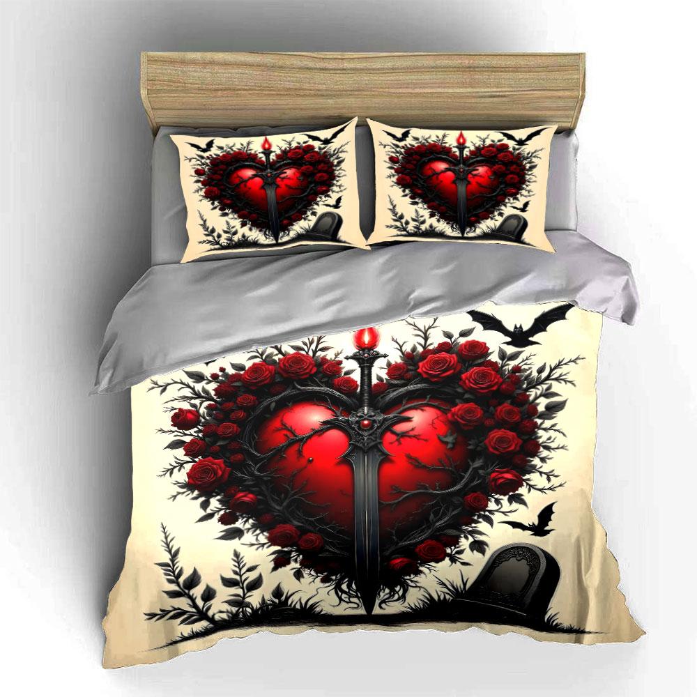 "Enchanted Gothic Heart Elegance" Bedding Sets Duvet Covers Pillowcases(1* Duvet Cover 2* Pillowcases Without Duvet Insert)