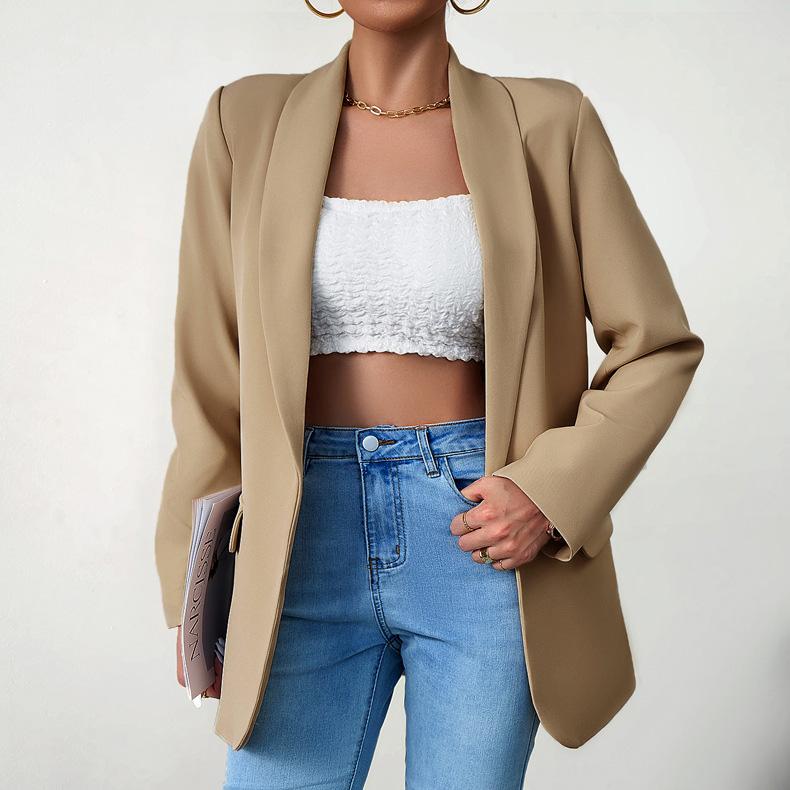 Frauen Herbst Winter Einfarbig Langarm Casual Temperament Pendler Blazer Anzug