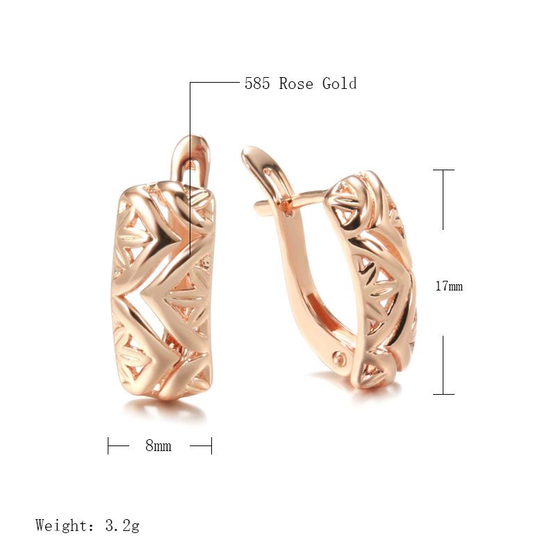 New Rose Gold Bridal Earrings Wedding Daily Fashion Jewelry Unique Unusual Hollow Long Drop Earrings For Women
