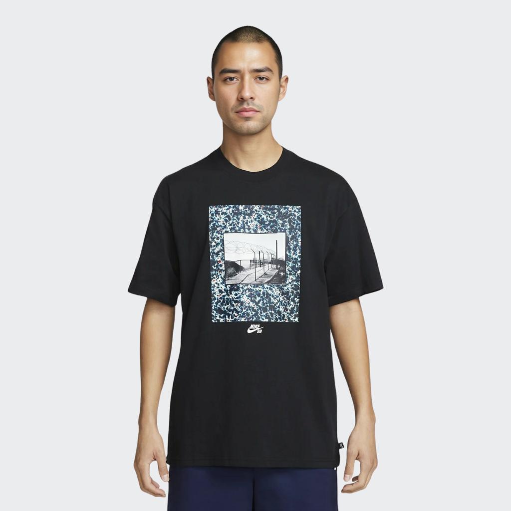 Nike Photo Print Skateboard Crew Neck Short Sleeve T-Shirt With Drop Shoulders Men Tops Black FB8141-010
