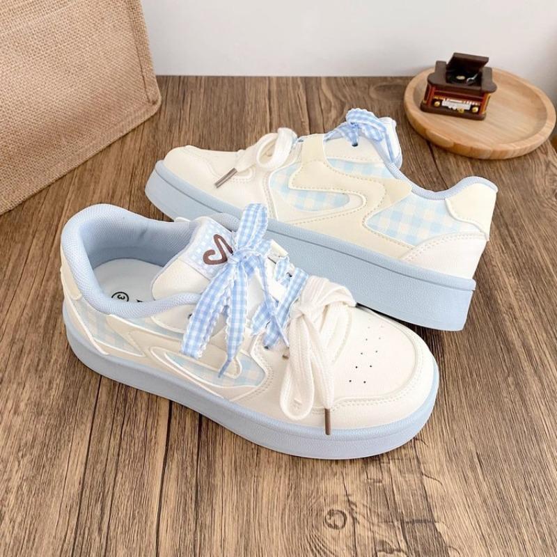 College style bread shoes autumn new plaid pair of shoelaces thick baseplate shoes fashion versatile casual shoes women