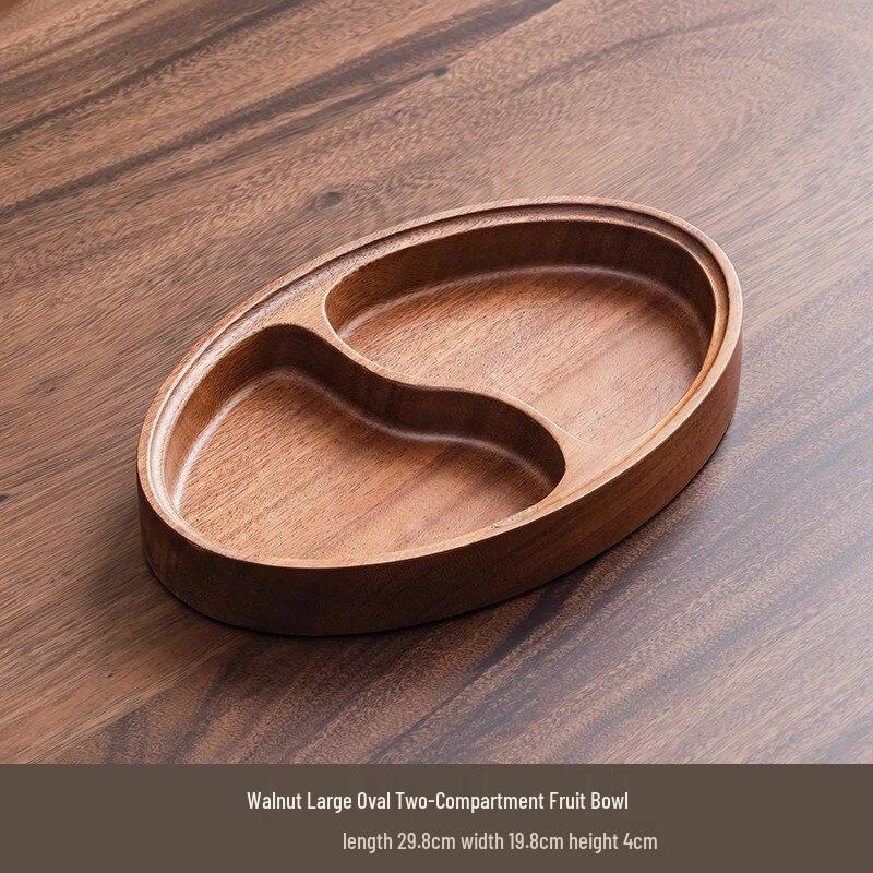 Abay Walnut Wood Elliptical Serving Tray