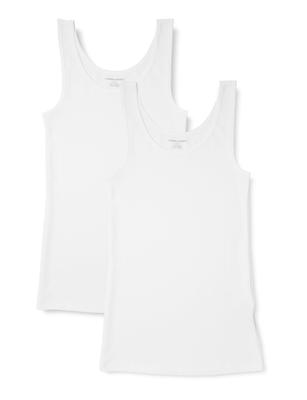 Amazon Essentials Slim Fit Tank Size M 2-Pack Tops, Women's, White,