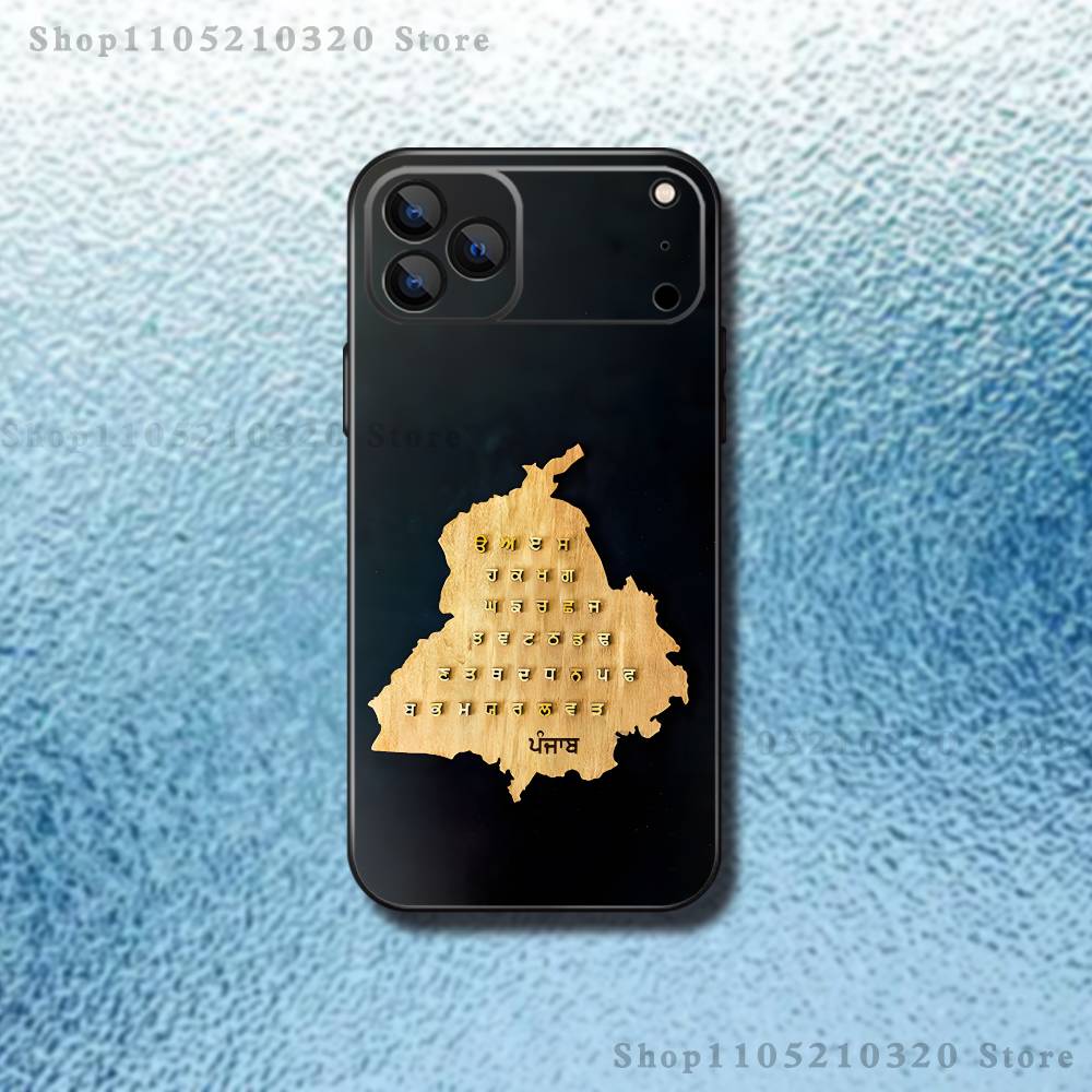 Punjab Map Phone Case For iPhone 17,16,15,14,13,12,Pro,Max,Plus,E,SE4,Air,Mini Black Soft Box