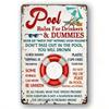 Blechschild Poolregeln für Trinker Dummies Lustiges Vintage Metallposter Wanddekor für Terrasse Bar Garage Man Cave Humorvolle Erinnerung