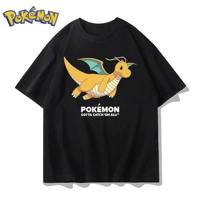 Pokémon Anime Dragonite Kreatives Kurzarm-T-Shirt für Männer und Frauen Sommer Neu Harajuku Locker Lässig Vielseitiges Oberteil 3XL