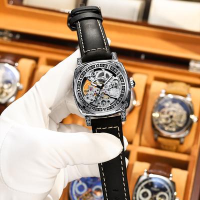 New Spot Men's Mechanical Watch Luminous Waterproof Multi-functional Engraved Mechanical Watch Supply