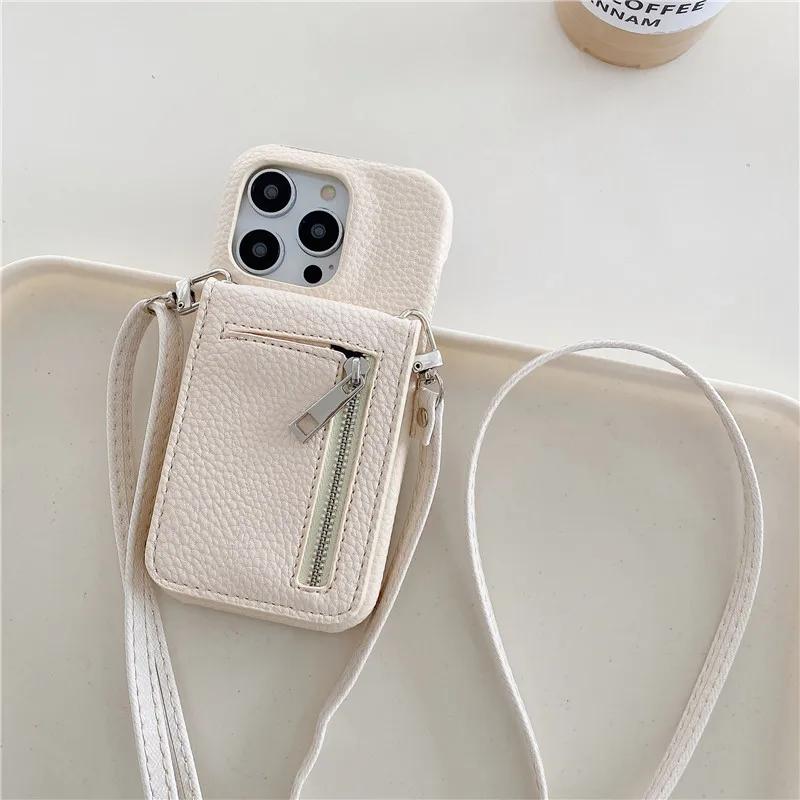 Crossbody Lanyard Phone Case for IPhone 13 12 Mini 15 14 11 Pro Max XS XR 8 7 Plus Wallet with Card Holder Leather Cover
